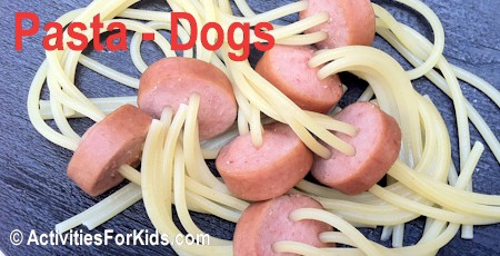 A fun treat for kids - Pasta Dogs Recipe at ActivitiesForKids.com